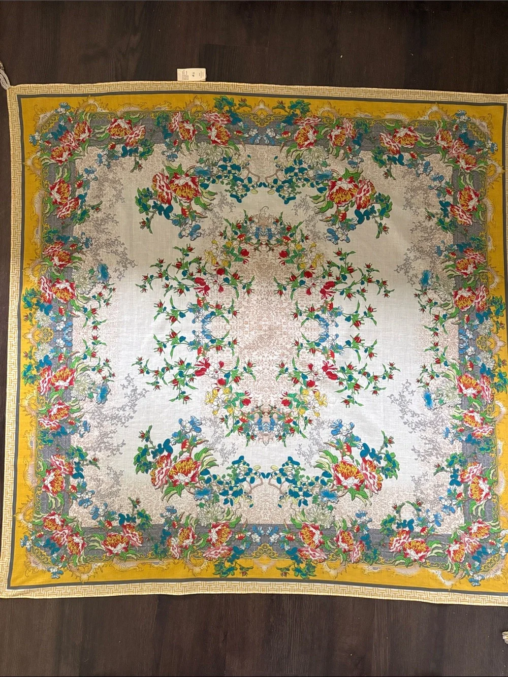 Johnny Was Yellow Floral Tassel Shawl Wrap